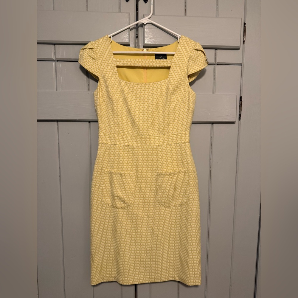 Adrianna Papell Yellow Cap Sleeve Midi Dress